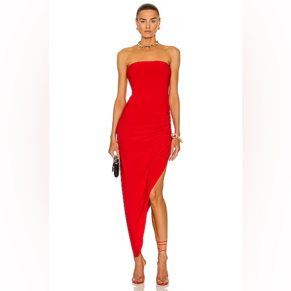 NWT Norma Kamali Strapless Side Drape Dress